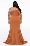 COUTURE FLOOR LENGTH MAXI DRESS(BROWN)