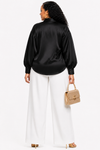 Golden Charm Satin Blouse(Black)