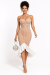 Champagne Pearl Illusion Mermaid Bandage Dress