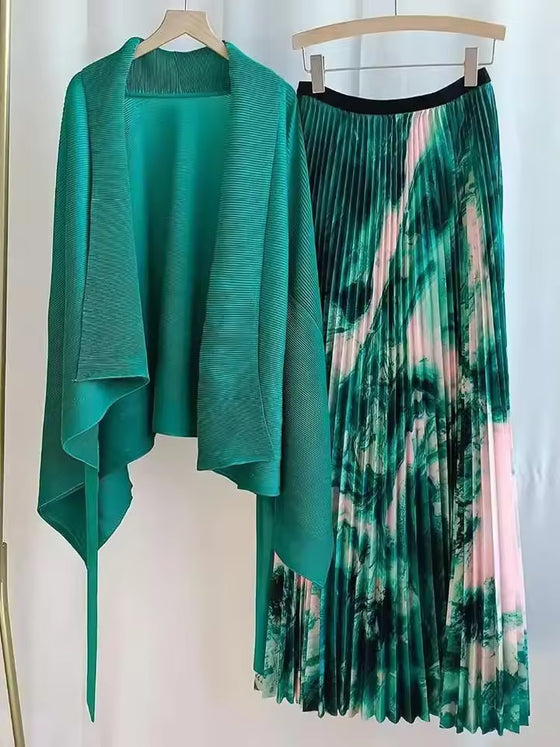 multiple colors MIYAKI skirt set