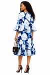 Blooming Grace Floral Midi Dress(Blue)