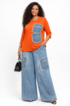 Luxe Utility Denim Cargo Set(Orange)