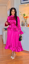 Fuchsia Elegance Peplum Belted Skirt Set 💗