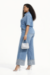 Crystal Cuff Denim Palazzo Set
