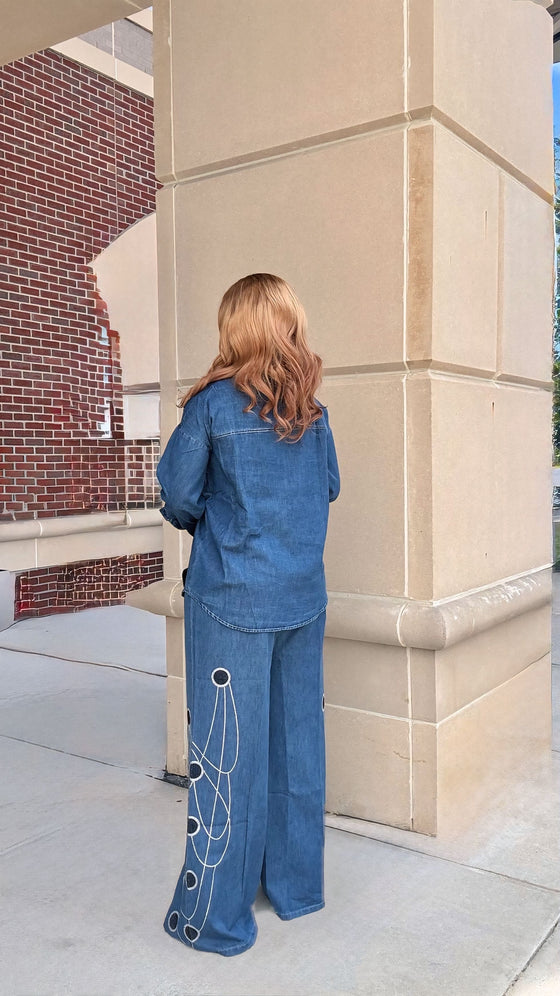 Midnight Galaxy Luxury Denim pants Set