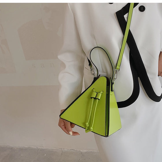 LUXE PYRAMID MINI HANDBAG – NEON GREEN