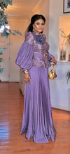 COUTURE 3PCS ELEGANT PUFFY SLEEVES SKIRT SET(PURPLE)