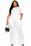Diamond Glam Rhinestone Pant Set(white)