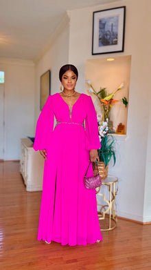  Fuchsia Bloom Chiffon Dress