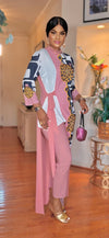 2pcs high low top/palazzo pant set (PINK)