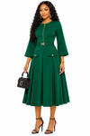 Sophisticated Grace Midi Dress(Green)