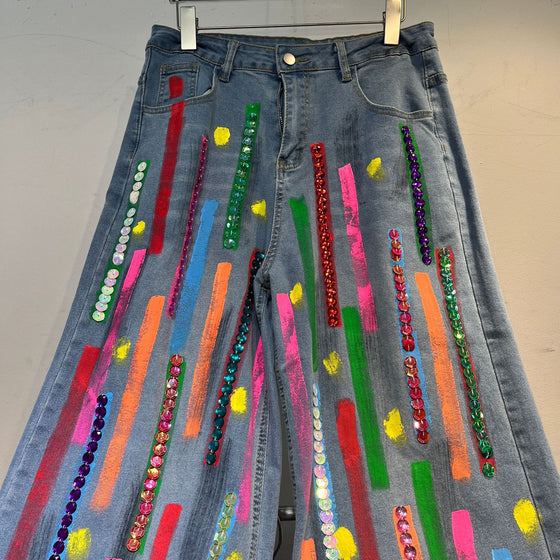 Electric Vibes Sequin Splash Denim(Bottom)