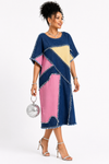 Denim Luxe Patchwork Midi Dress(Multi Color)