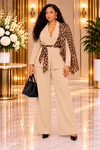 THE WILD ELEGANCE LEOPARD PANT SUIT SET(TAN)