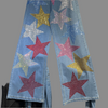 Rainbow crystal Superstar Wide-Leg Denim(Bottom)
