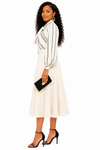Executive Elegance Bow Midi Dress(Cream)