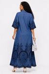 Royal Lace Denim Maxi Dress