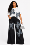 2pcs Butterfly Glam Denim Set