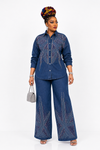 2 piece Crystal Pathway Denim pant Set