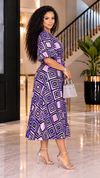 Timeless Charm Wrap Midi Dress(checkered)