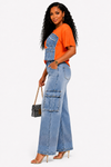 Luxe Utility Denim Cargo Set(Orange)