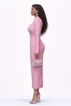 Blush Majesty Crystal Luxe Bandage Midi Dress