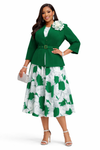Luxe Bloom Belted Skirt set (Green)