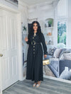 Elegant Button-Down Belted Maxi Dress (Black)