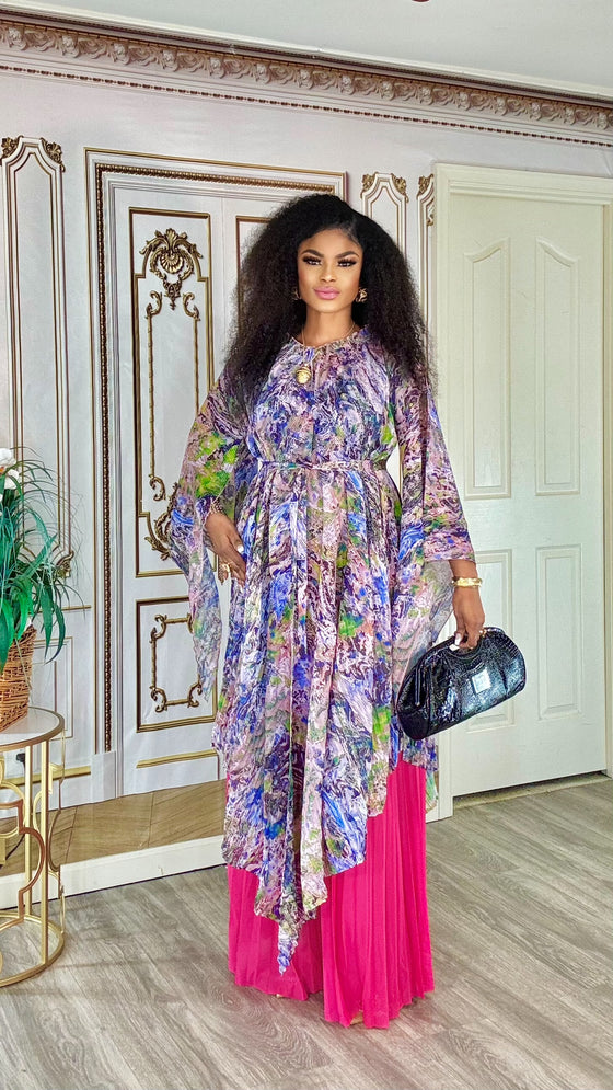2 piece multi color Painted Bloom MIYAKI Pleated Set(PREORDER)