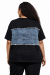 Urban Varsity Denim Patch Tee(Black)