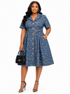 Blue Leopard Denim Shirt Dress