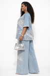 Luxe Patchwork Denim Palazzo Set