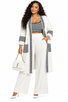 PREORDER 24- WHITE 3-PIECE  KNIT PANT SET