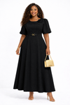 Rosette Grace belted Maxi Dress(Black)