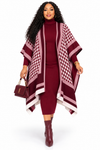 PREORDER 41- WINE -2PIECE PONCHO SWEATER DRESS.