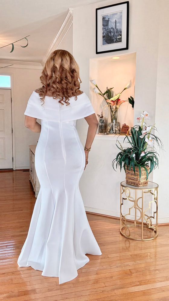 OFF SHOULDER MAXI DRESS(WHITE)