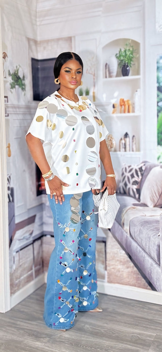 2-piece Luxe Mirror Disc Denim Set