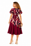 Burgundy Swirl Elegance midi Dress
