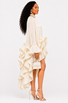 ROYAL CASCADE RUFFLE HIGH-LOW DRESS(Cream)