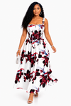 The Scarlet Bloom Corset Midi Dress
