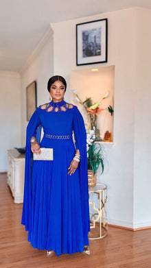  Sapphire Cape Dress(Royal blue)