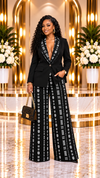 THE HERITAGE PRINT WIDE-LEG PANT SUIT SET(BLACK)