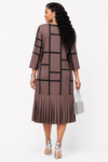 Madison Pleated Bow Midi Dress(Brown)
