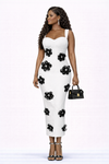 Ivory Noir Blossom Luxe Bandage Midi Dress