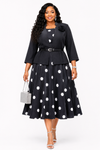 Royal Elegance Jacket & Midi Dress Set(Black)