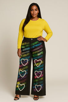  Rainbow Pearl Love Denim Pant.(Bottom)
