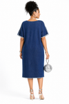 Denim Luxe Patchwork Midi Dress(Dark blue/prints)