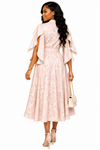 Elegant Belle Belted Flare Midi Dress(Peach)