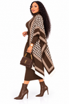 PREORDER 41- BROWN- 2PIECE PONCHO SWEATER DRESS.