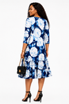 Blooming Grace Floral Midi Dress(Blue)